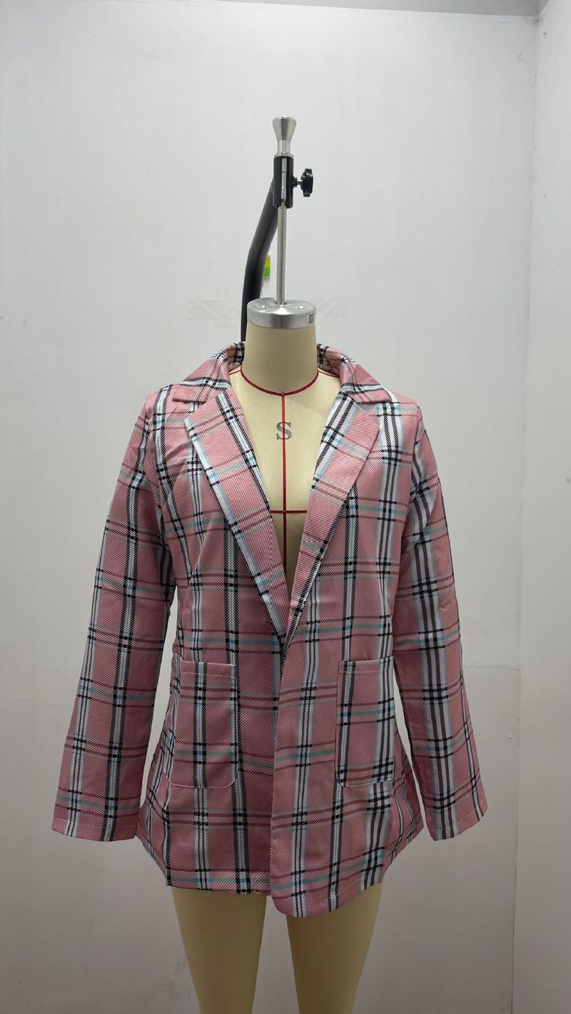 2024 neue Damenmode Plaid Casual mit Revers, Slim Fit Strickjacke, Anzugjacke für Damen_voghion.com