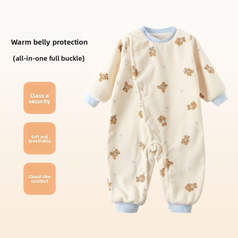Baby-Einteiler aus dickem Fleece, Kinderpyjama für Herbst und Winter, warmer Baby-Schlafsack, Loungewear der Klasse A_voghion.com