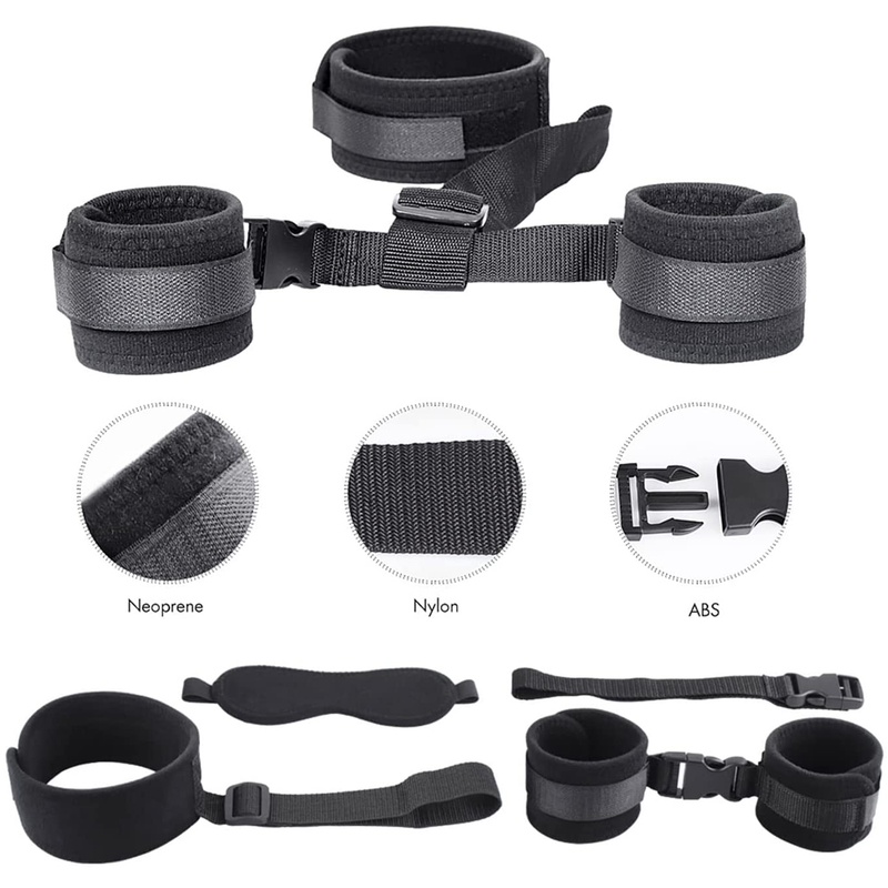 SM Sex Bondage Kit Restraints Handcuffs Collar Ankle Cuff Blindfold Feather Tickler Adult Games Toys for W_voghion.com