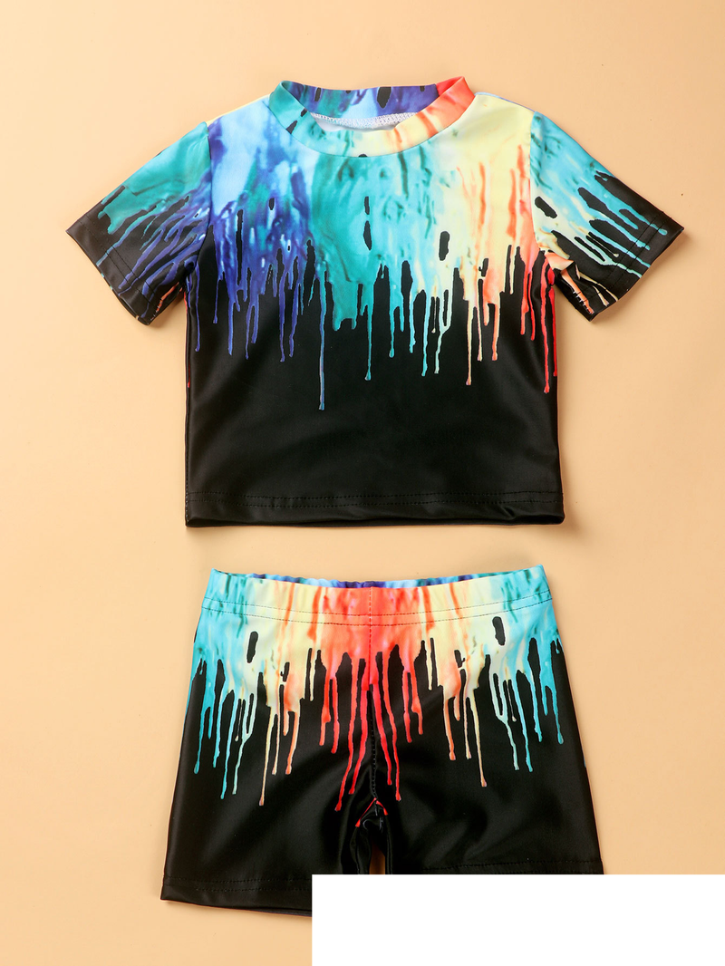 Traje de baño para niños de Mother&Kids, tendencia, traje de baño estampado colorido de dos piezas para niños_voghion.com