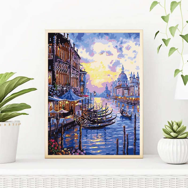 RUOPOTY Abstrakte Malen Nach Zahlen Handgemachte Leinwand Malerei Küsten Städte Farbe Für Malerei Wand Kunst_voghion.com