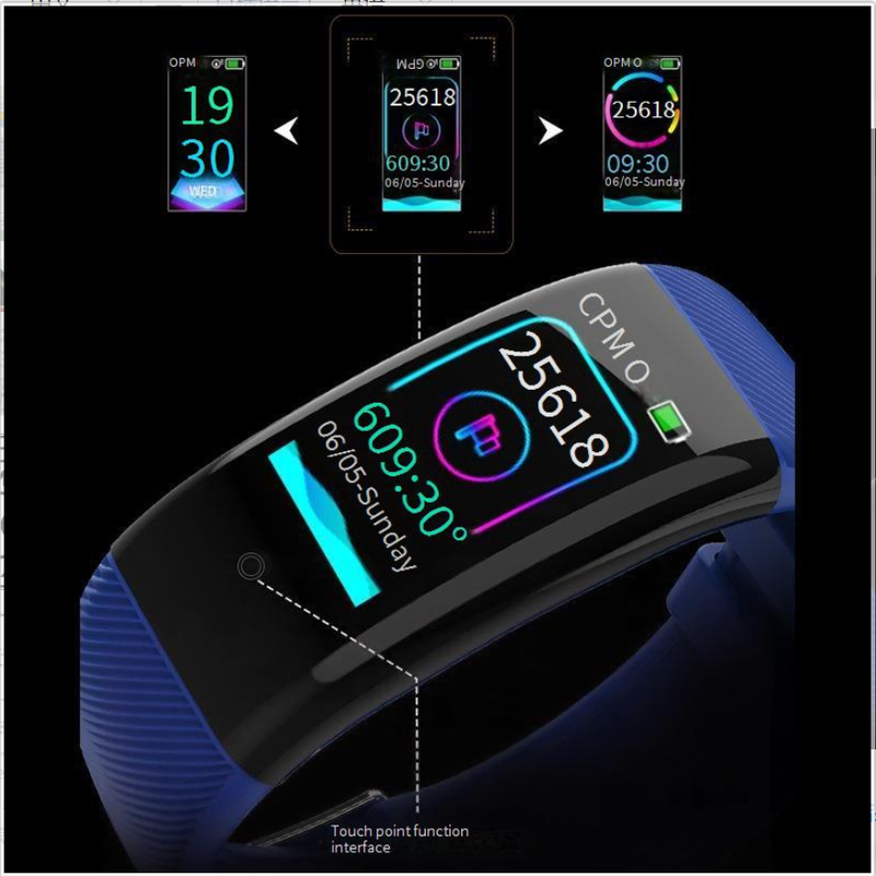 Smart-Armband mit Herzfrequenz- und Blutdruckmessgerät für Männer und Frauen, Farbdisplay, wasserdicht, Schrittzähler, Armbanduhr_voghion.com