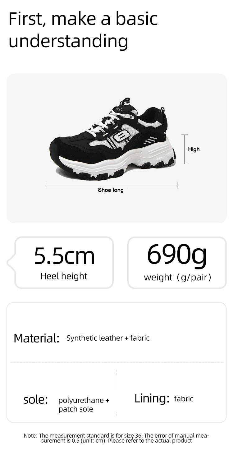 Scarpe da papà in stile panda da donna Cameido. Nella primavera del 2025, queste sono scarpe con zeppa con suola spessa, scarpe sportive casual alla moda._voghion.com