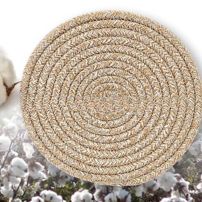 Matten & Pads Baumwollseil geflochtene Tischsets Isolierte Glasuntersetzer Topfmatten-Set_voghion.com