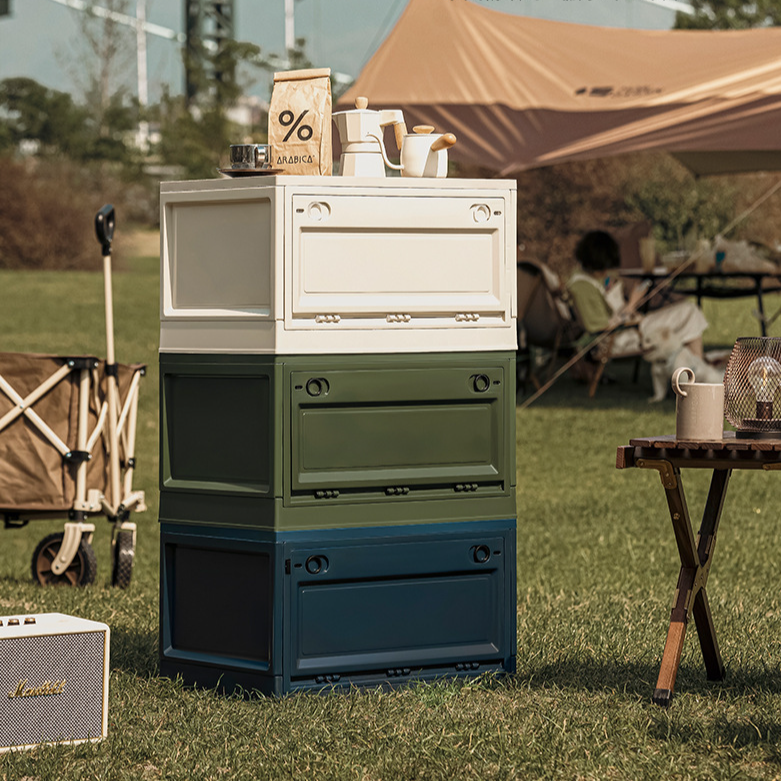 Outdoor Camping Side Opening Storage Box Camping Car Storage Box Foldable Car Trunk Wooden Cover Storage Box_voghion.com