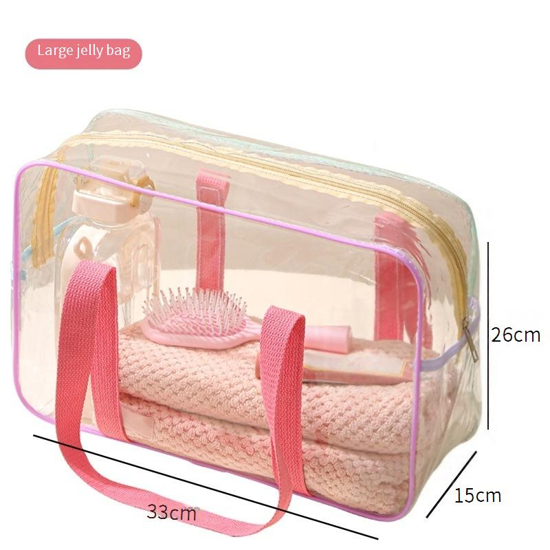 Cream-Colored Travel Toiletry Bag - Large Waterproof Organizer With Clear Panel For Swimming & Makeup_voghion.com