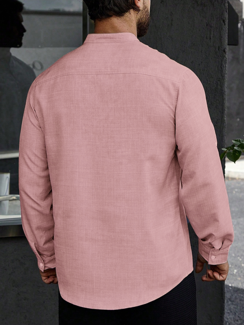 Men's New Style Stand Collar Button-Down Casual Shirt_voghion.com