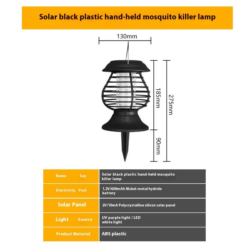 Lampada solare antizanzare per esterni - Lampada antizanzare impermeabile per giardino, patio, cortile - Trappola per insetti con luce UV ricaricabile e portatile con gancio per appendere_voghion.com