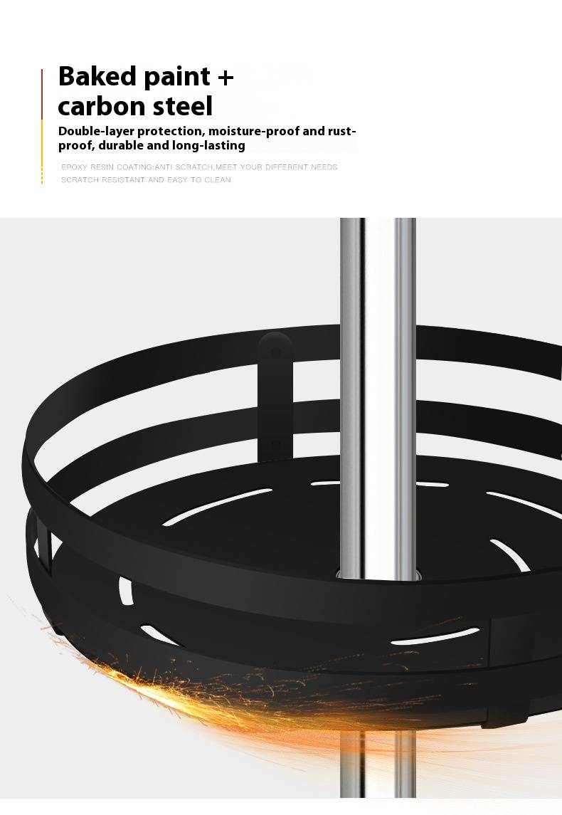 360° Rotating Spice Organizer - Corner & Wall-Mounted Kitchen Shelf For Condiments, Carbon Steel Lazy Susan With Non-Slip Base_voghion.com