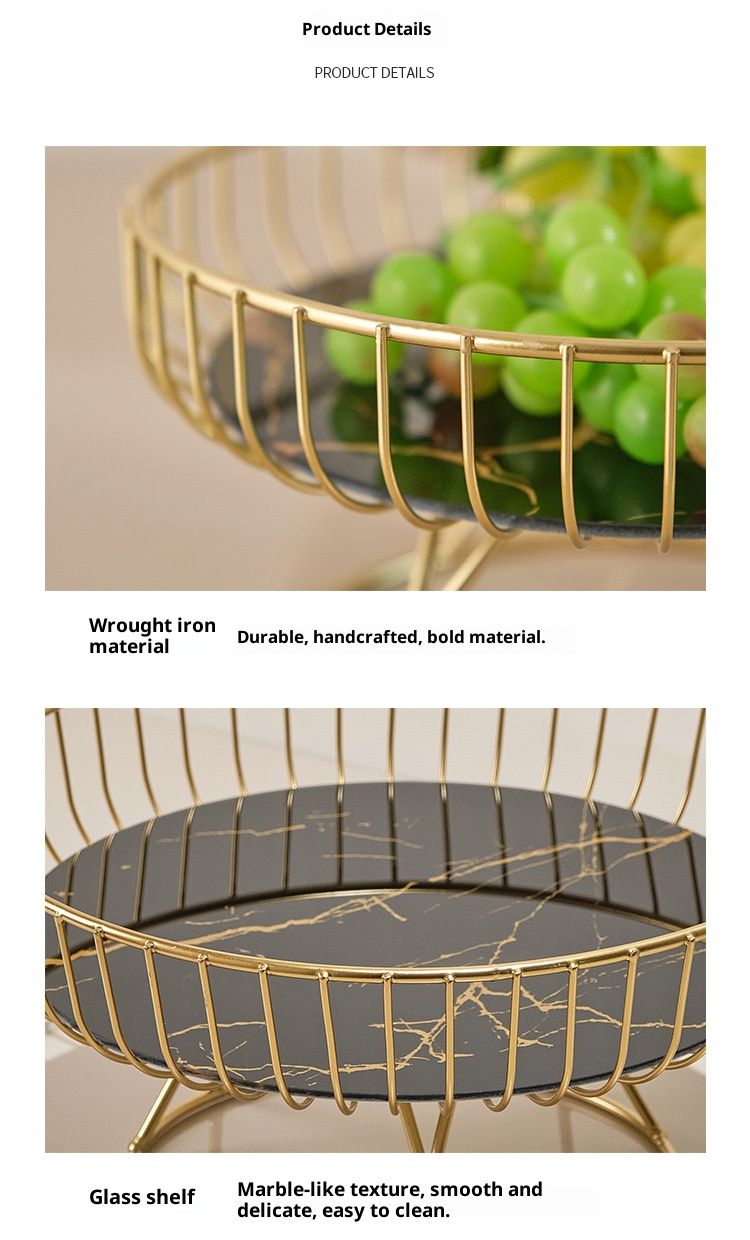 Elegant Metal Fruit Bowl – High-Foot Round Serving Tray For Fruits, Snacks & Home Decor (Gold/Black, Small & Large Sizes)_voghion.com