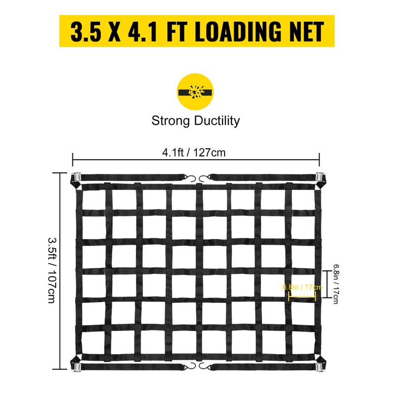 VEVOR 3.5'x 4.1' Cargo Net With S-Hooks, Truck Bed Cargo Net Heavy Duty Cargo Nets Capacity 1100LBS For Pickup Trucks (42" X 50")_voghion.com