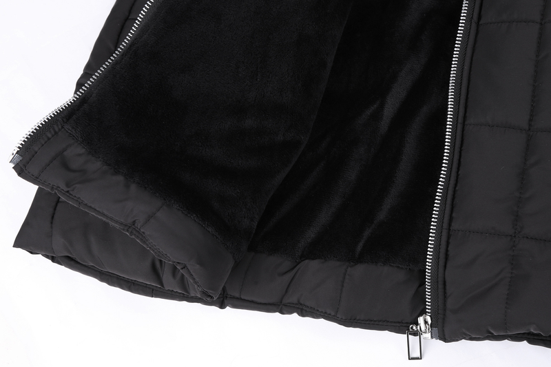 Women's slim-fit hooded warm woolen padded jacket with long black padded jacket_voghion.com