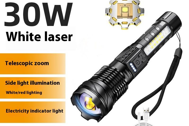 Ny stærk lyspatruljecamping, USB-opladning til udendørs fotos, klar laserlommelygte med COB_voghion.com