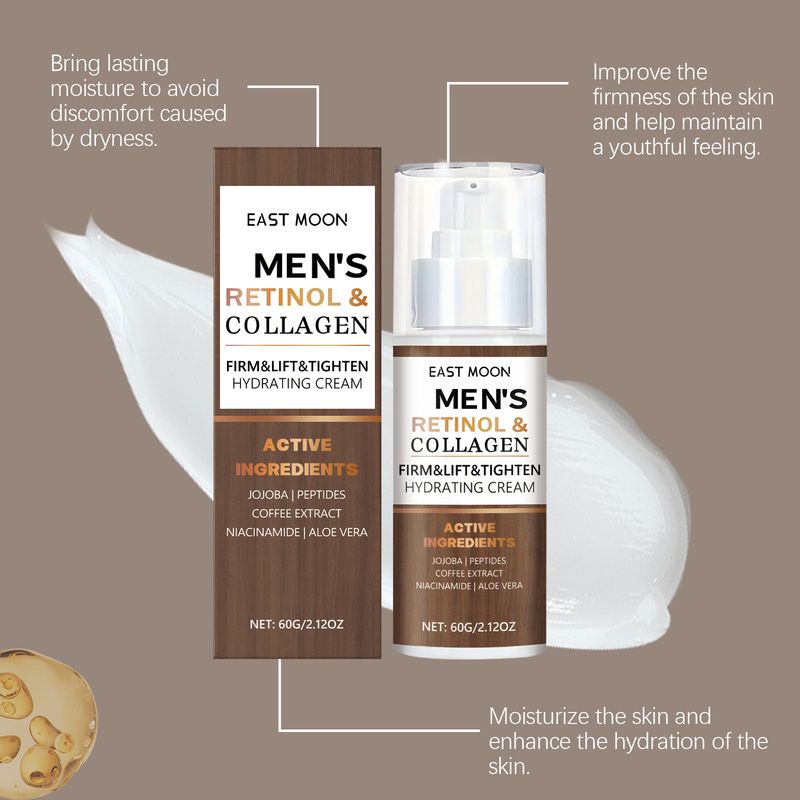 EAST MOON Men's Retinol Collagen Moisturizing Cream Fades Fine Lines, Brightens, Tightens, Moisturizes And Softens_voghion.com