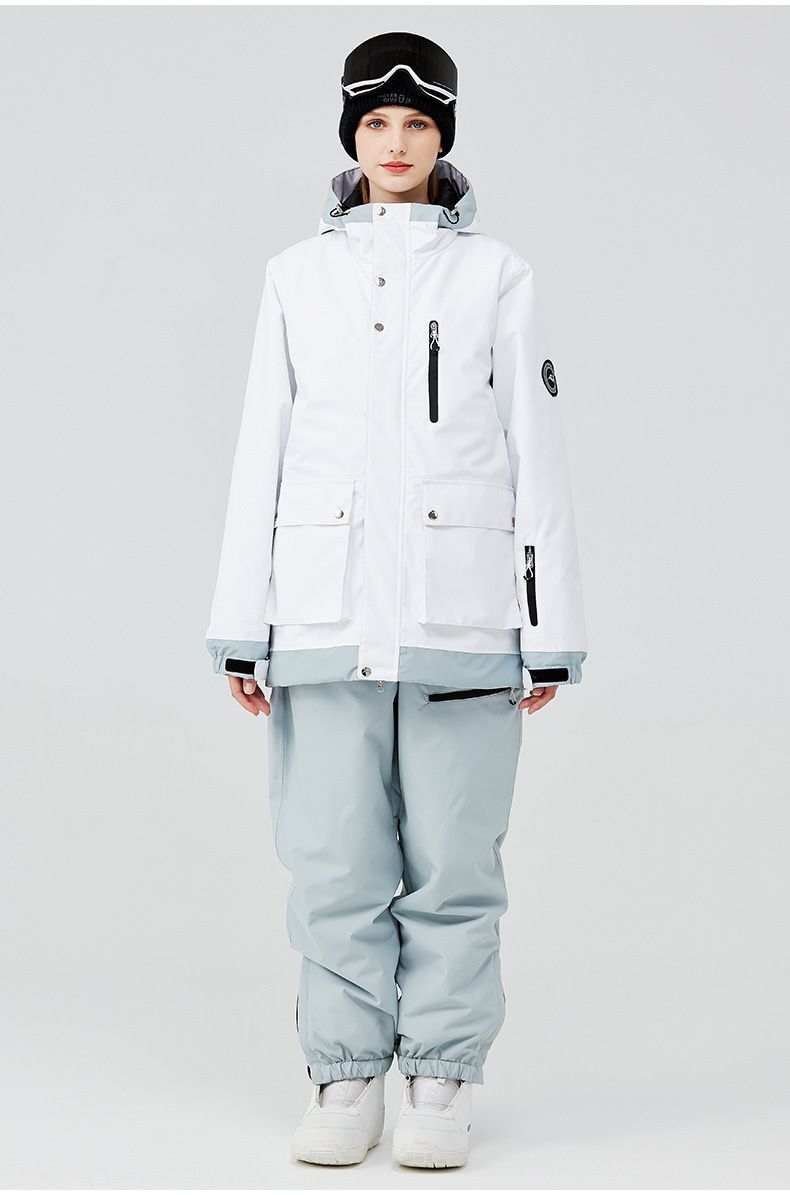 001 New Snowboaing Suit For Men Women, Couple Style, Winter Warm Thickened Korean Version Ski Jacket And Pants, Double_voghion.com