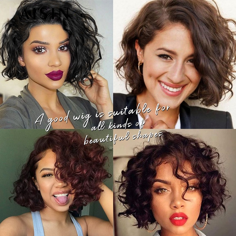 Peluca negra afro esponjosa de 12 pulgadas con encaje en la frente parcial y tocado completo Cabello humano_voghion.com