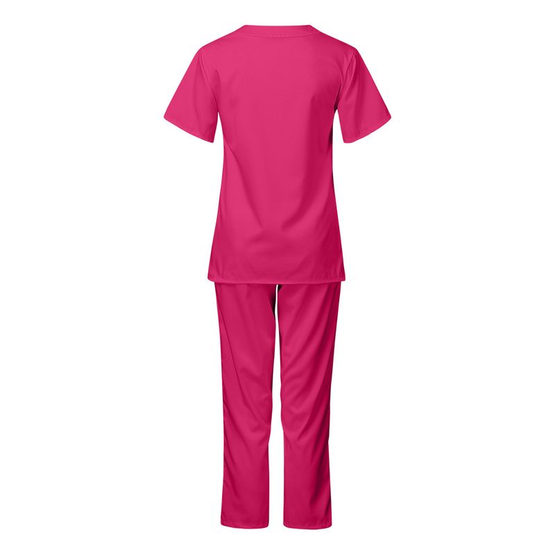 Vêtements pour femmes nouvelle couleur unie poche col en V uniforme de travail infirmier uniforme d'infirmière uniforme d'infirmière costume deux pièces femme_voghion.com