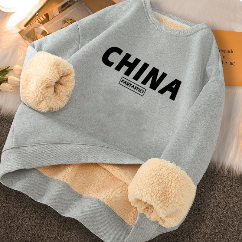 Warm Jacket New Thickened Shirt Round Neck Lamb Wool Men And Women Base Sweatshirt Autumn Winter Loose Student Fleece 12_voghion.com