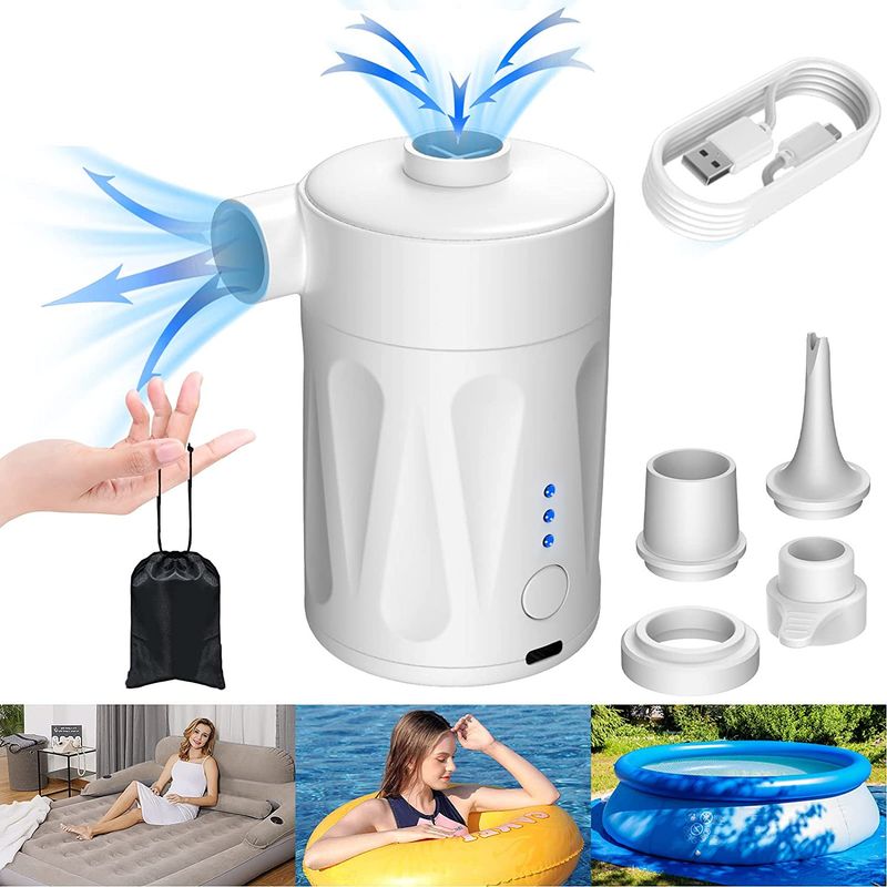 Pompa gonfiabile Pompa portatile a batteria Pompa per piscina senza fili per esterni Barca gonfiabile Letto gonfiabile Sacca di compressione sottovuoto Pompa per aria_voghion.com
