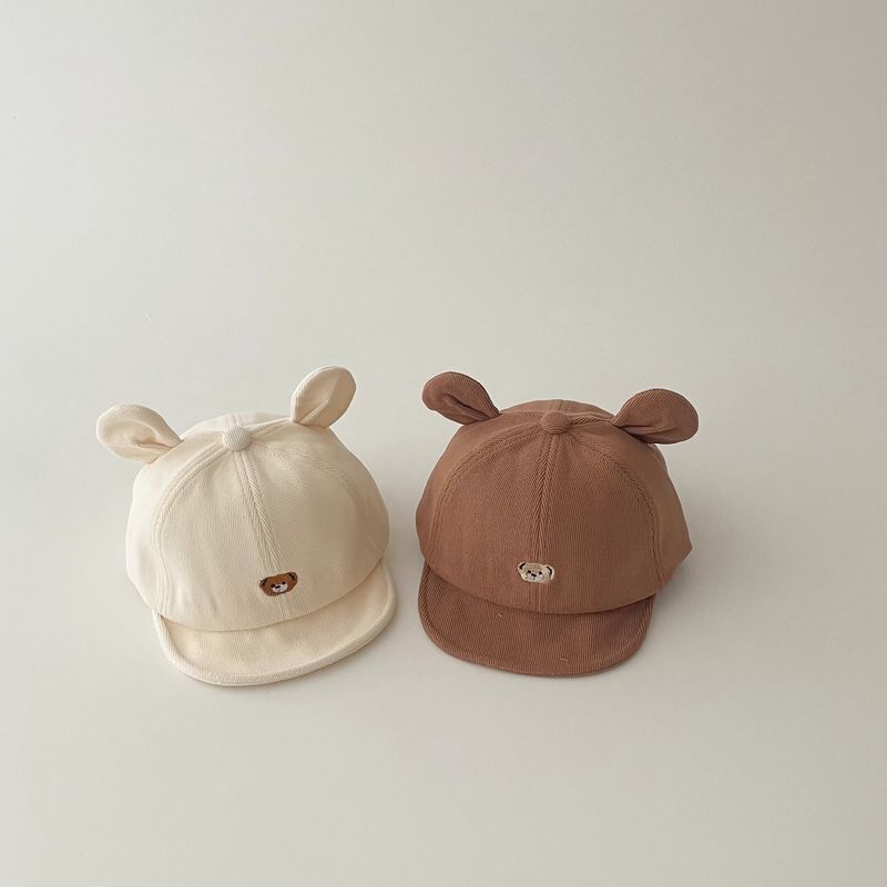 Cappello da neonato autunno e inverno, con orso dei cartoni animati, caldo e ombreggiante, berretto da neonato_voghion.com