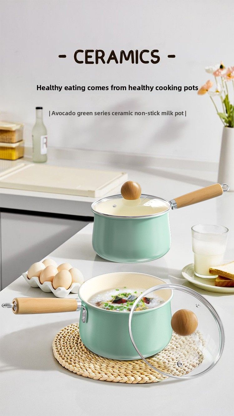 Pentola per zuppa piccola con manico singolo in ceramica blu autunnale, per uso domestico, universale, per alimenti per bambini_voghion.com