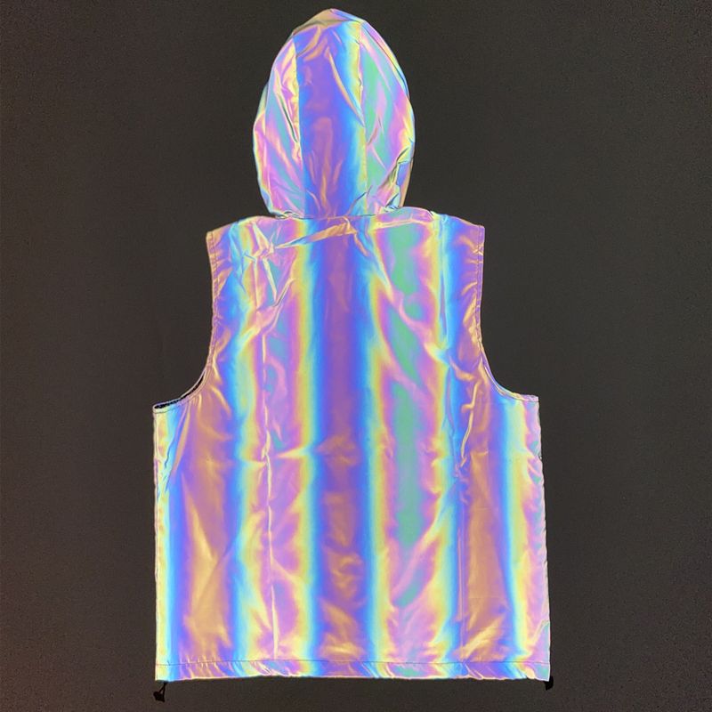 Odzież męska 2024 nowa kolorowa odblaskowa kamizelka ins outdoor sports cycling luminous hooded vest_voghion.com