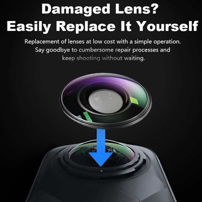 Action Cameras Replacement Lens For Insta360 X4 Camera Tempered Glass Circle Ring Repair Parts_voghion.com
