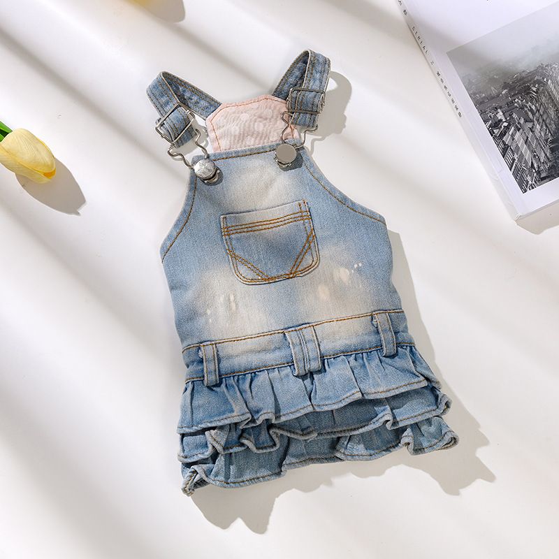 Cat And Dog New Style Teddy Bichon Princess Spring Summer Pet Denim Dress_voghion.com