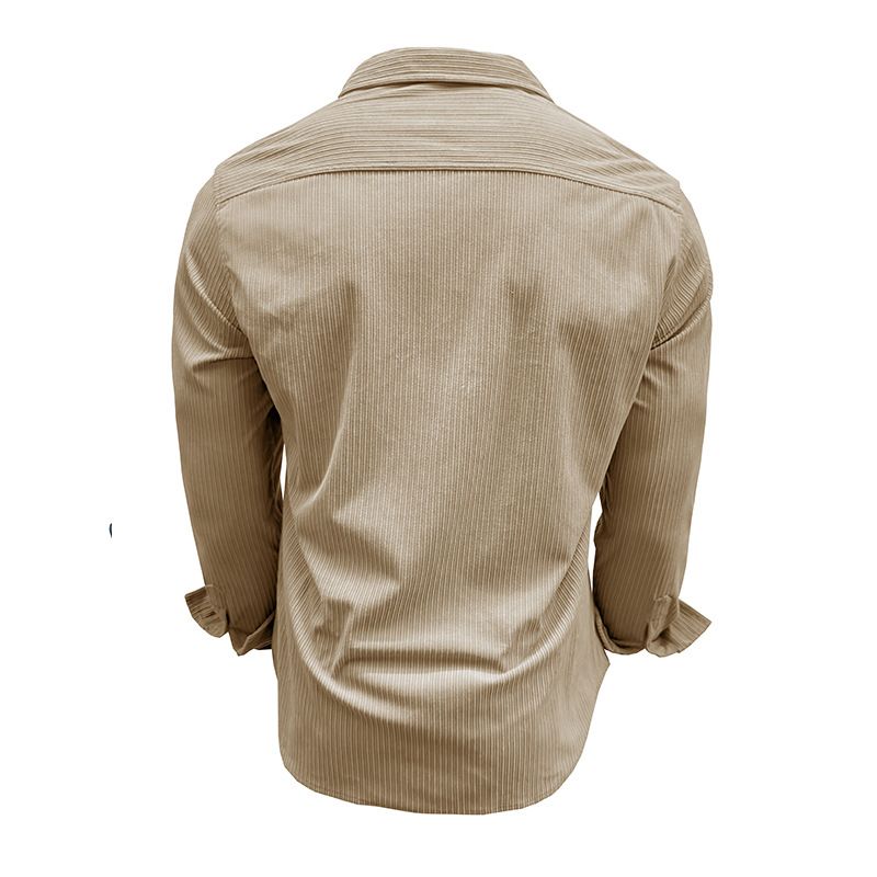 Camicie casual da uomo per autunno e inverno, camicie a maniche lunghe in velluto a coste da uomo, top con risvolto_voghion.com