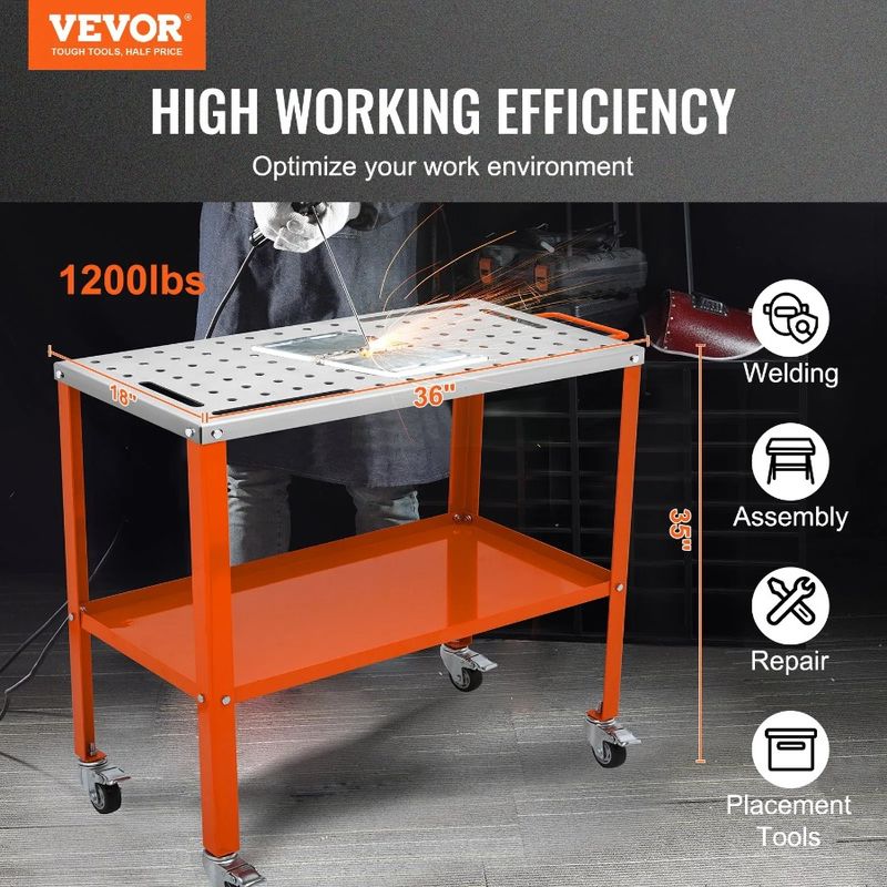 Welding 18 Capacity Table 36 Workbench X 1200lbs Welding Wheels Braking Steel Load With Work Table Bench On Portable Lockable_voghion.com