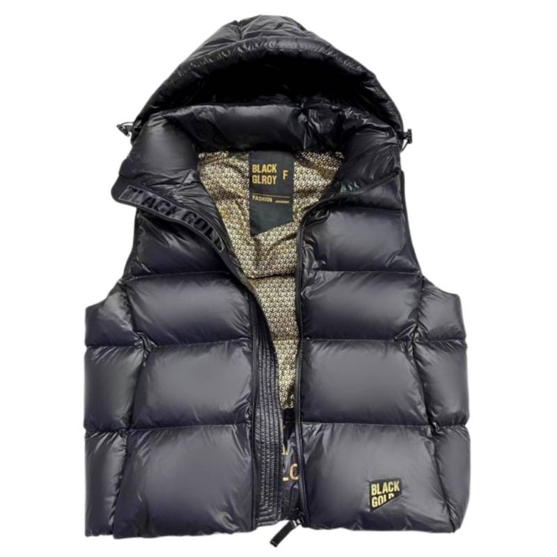 Women's Clothing Black And Gold Down Jacket Vest Outer Wear Season Thickened Short Versatile Shiny Duck Down Waistcoat_voghion.com