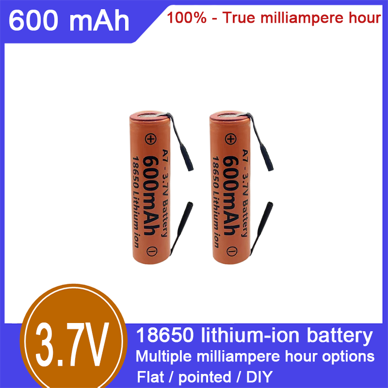 Batterie rechargeable lithium-ion 18650, 3,7 V, 600 mAh, capacité 100 %, adaptée aux jouets électriques, cigarettes électroniques, lampes de poche et autres domaines_voghion.com