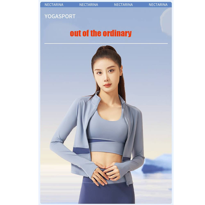 Peach Colorblocking Sports Five-piece Seamless Fitness Clothing Wear-free Chest Pads High-strength Shockproof Yoga Clothing Suit_voghion.com