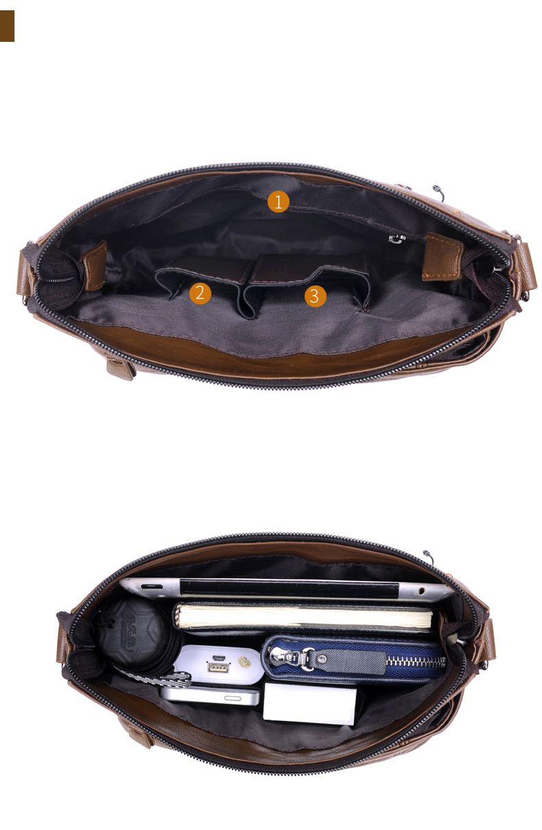 Taschenset für Herren: Einschultrige Herren-Ledertasche, umgehängte Business-Aktentasche, lässiger vertikaler Gezeitenrucksack._voghion.com