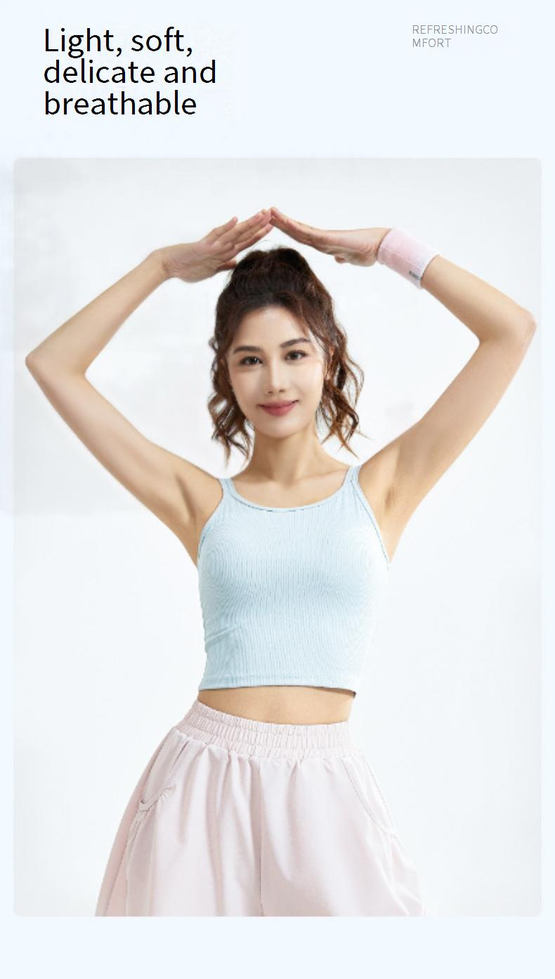 Women's Clothing New Striped Double Shoulder Strap Vest Soft High Elastic Breathable U Shaped Beautiful Back Fixed Chest Pad Sports Vest_voghion.com