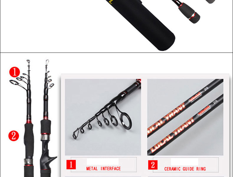 Portable Telescopic Lure Rod Carbon Vibrating Straight Handle Gun Handle Lure Rod_voghion.com