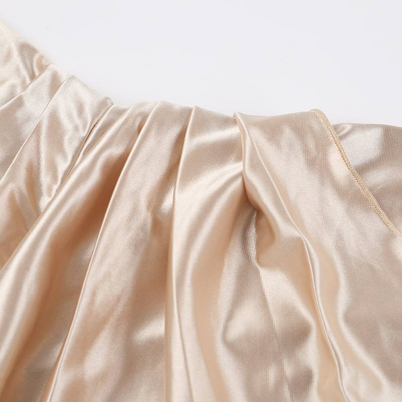 Off Shoulder Side Split Open Backpack Hip A-line High Waist Women's Dress_voghion.com