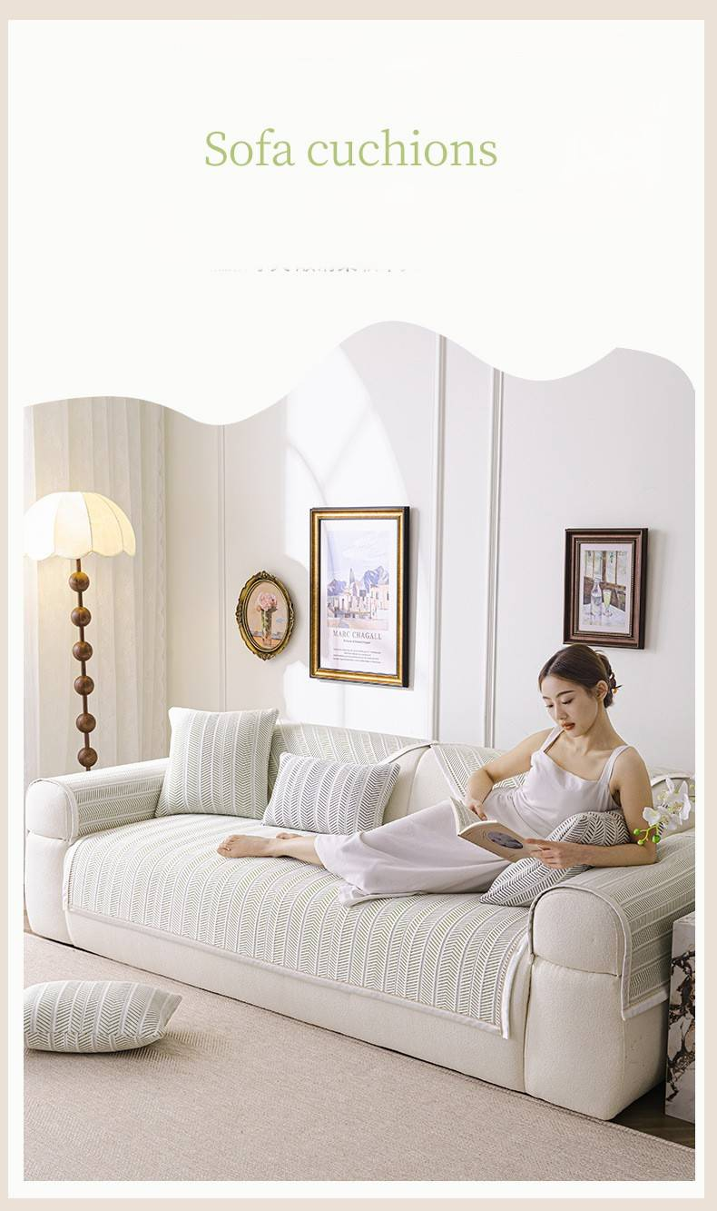 2025 Summer New Style Ice Silk Cool Bean Sofa Cushion Non Slip Simple Style Sofa Mat High Grade Sofa Cover Blanket_voghion.com