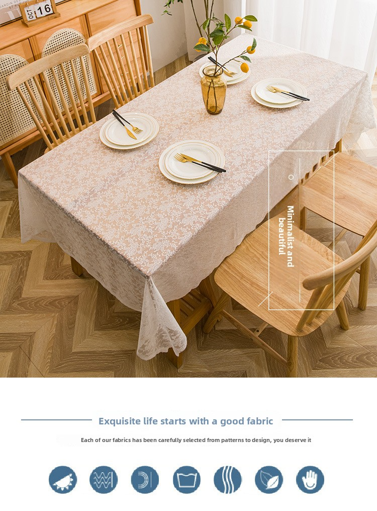Farmhouse Lace Tablecloth – Non-Slip Rectangular Table Cover, Picnic Blanket, Photo Backdrop For Dining, Boho & Scandinavian Home Decor_voghion.com