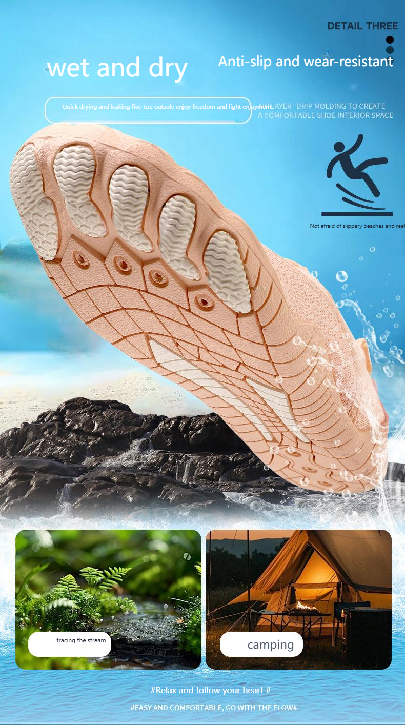 Scarpe da acqua leggere a piedi nudi per nuoto, spiaggia, yoga, pilates, danza e fitness - Calzini da acqua traspiranti ad asciugatura rapida con suola in gomma antiscivolo_voghion.com