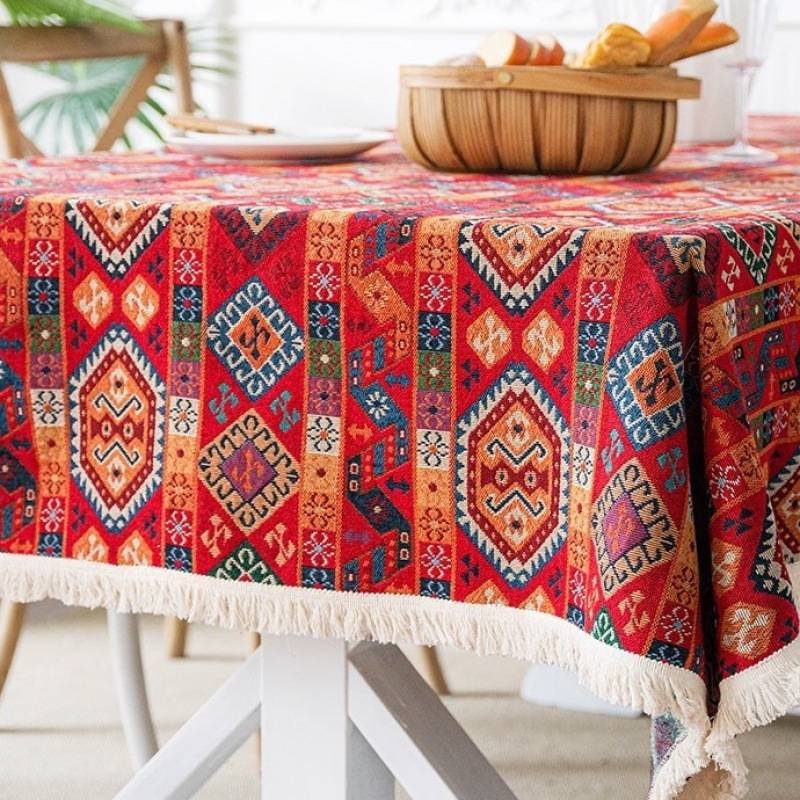 Moroccan Turkish Retro Ins Tablecloth Cotton And Linen Textured Tablecloth Fabric Long Tablecloth Bohemian Tablecloth Picnic Mat_voghion.com