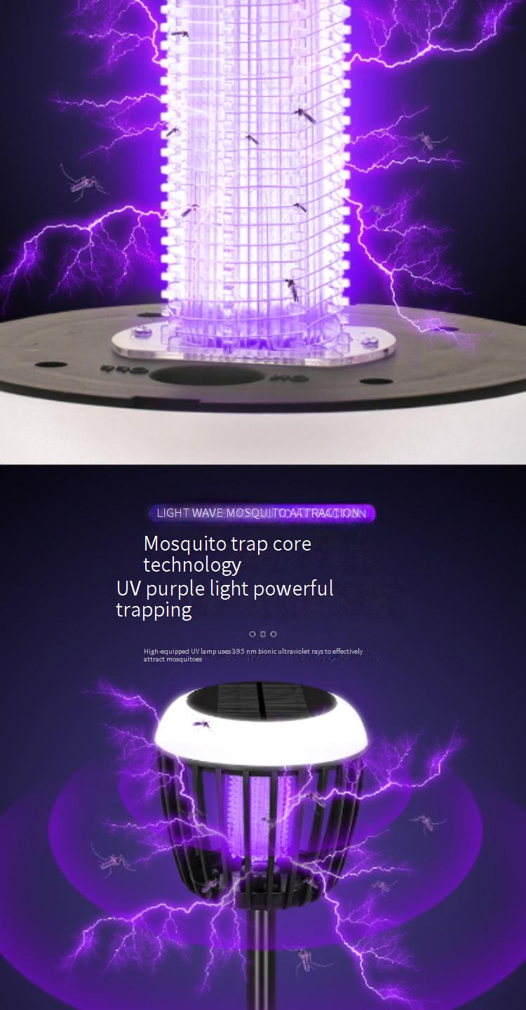 Lampada antizanzare ad energia solare - Lampada antizanzare per esterni, da giardino, patio, con design impermeabile e attrazione della luce UV_voghion.com