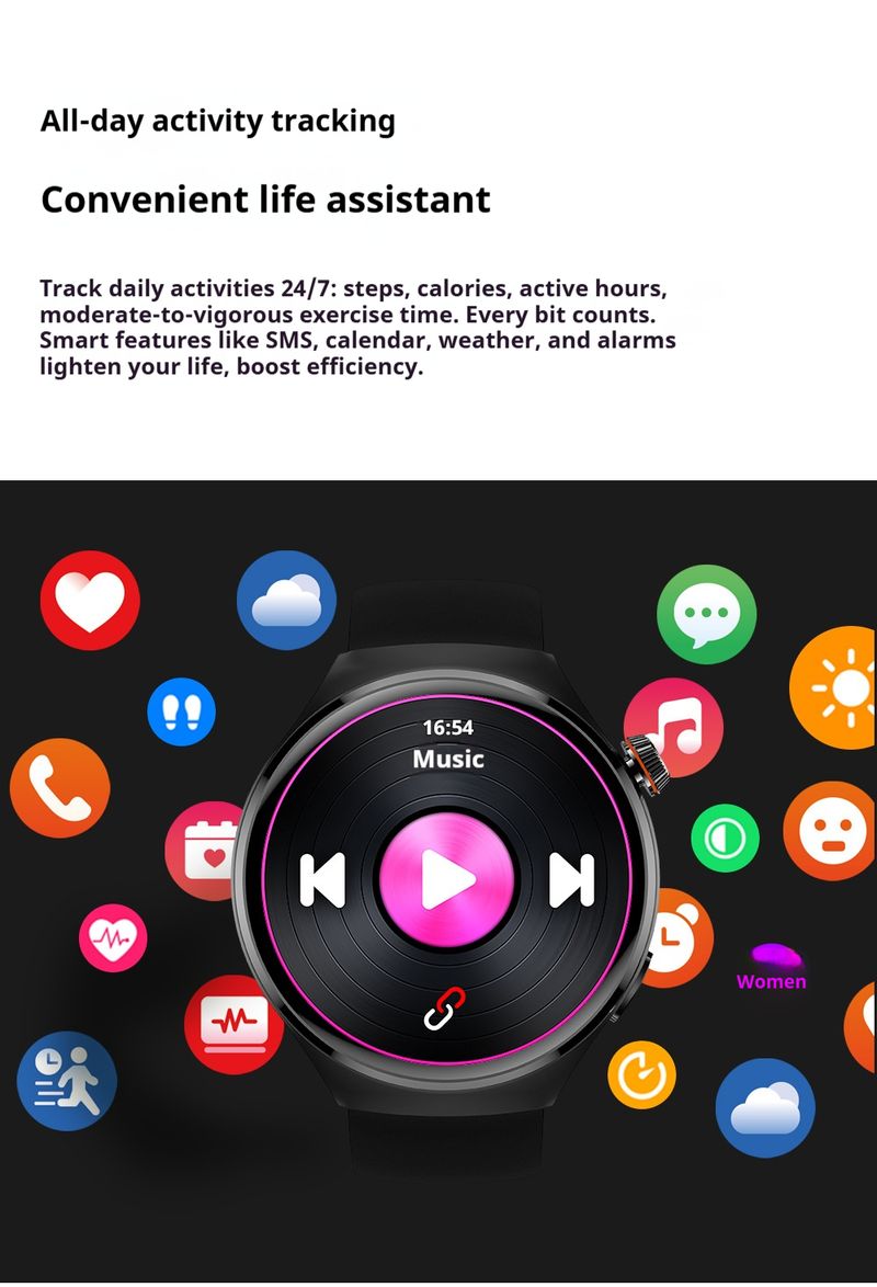 Smartwatch con chiamate Bluetooth - Batteria da 7-14 giorni, monitoraggio dell'ossigeno nel sangue e del sonno, fitness tracker impermeabile, touchscreen, ricarica magnetica_voghion.com