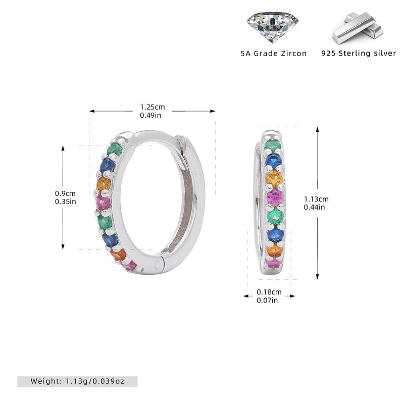 Orecchini a perno da donna in argento sterling S925 con zirconi colorati, orecchini a cerchio classici per cartilagine, design ipoallergenico ed elegante_voghion.com