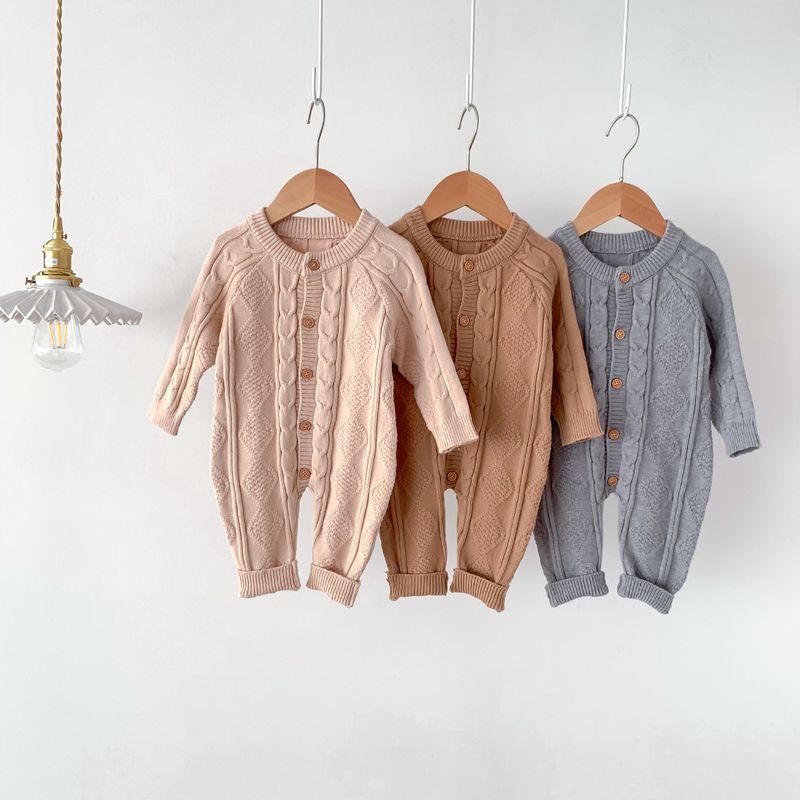 Korean version of autumn and winter New Baby wool jumpsuit for boys and girls Baby Full moon suit newborn 100-day banquet long climb_voghion.com