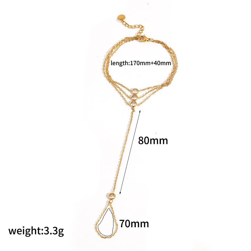 Gioiello con catena in acciaio inossidabile, intarsiato con diamanti, alla moda, elegante, stile casual da spiaggia, integrato al dito._voghion.com