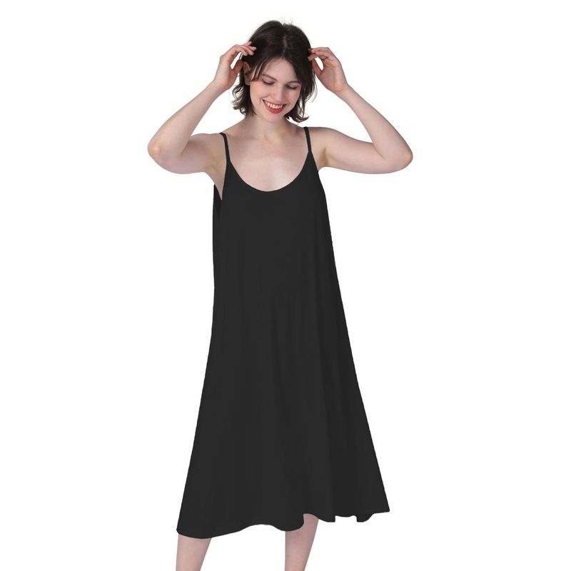 Nachthemden für Damen in Übergröße, Sommer, modal, Spaghettiträger, Midi-Länge, übergroße Nachtwäsche für Damen_voghion.com