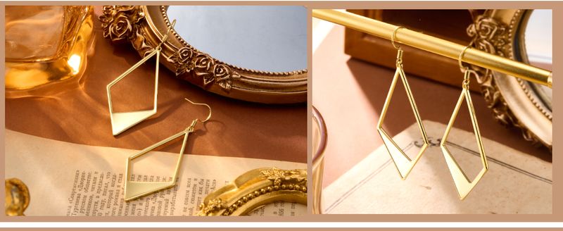 Orecchini pendenti in argento sterling per donna, placcati in oro 14 carati, leggeri e vistosi, a forma di rombo, ipoallergenici, con gancio a leva._voghion.com