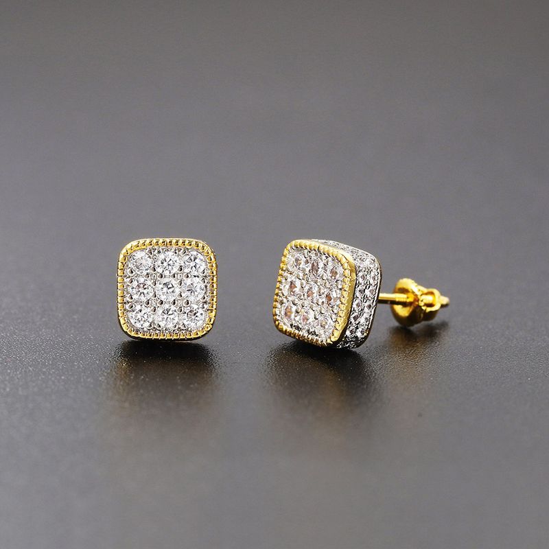 Vendita calda street square hip-hop con micro intarsi in zircone pieno di diamanti separazione del colore filo galvanico_voghion.com