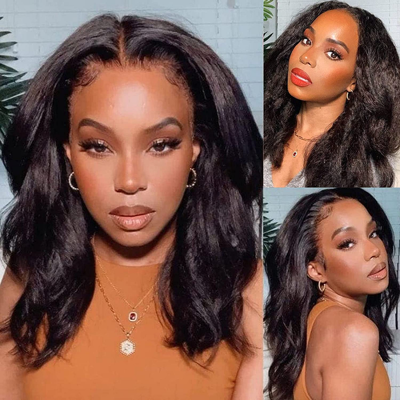 Transparente Lace Frontal Perücke Echthaar Lace Frontal Perücke 14 Zoll Kinky Straight Lace Front Echthaar Perücken für Frauen Echthaar_voghion.com